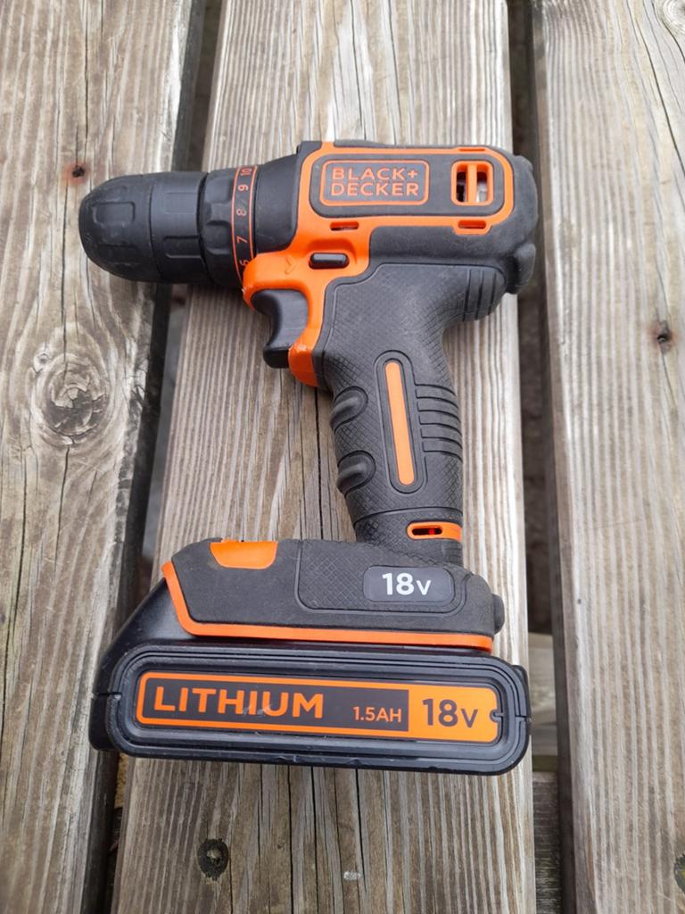 Black+Decker 18V Lithium  Boor- en Schroefmachine, Doe-het-zelf en Verbouw, Gereedschap | Boormachines, Ophalen of Verzenden, Zo goed als nieuw
