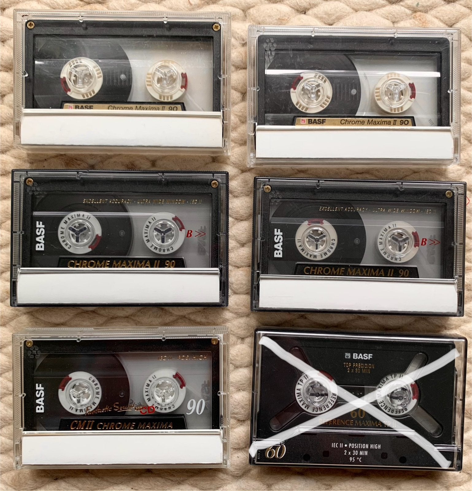 5x BASF Chrome Maxima II 90 CMII90 cassettebandjes cassettes, Gebruikt, 2 t/m 25 bandjes, BASF, Basf SE Carl-Bosch-Straße 38⁩ 67063 Ludwigshafen am Rhein Duitsland