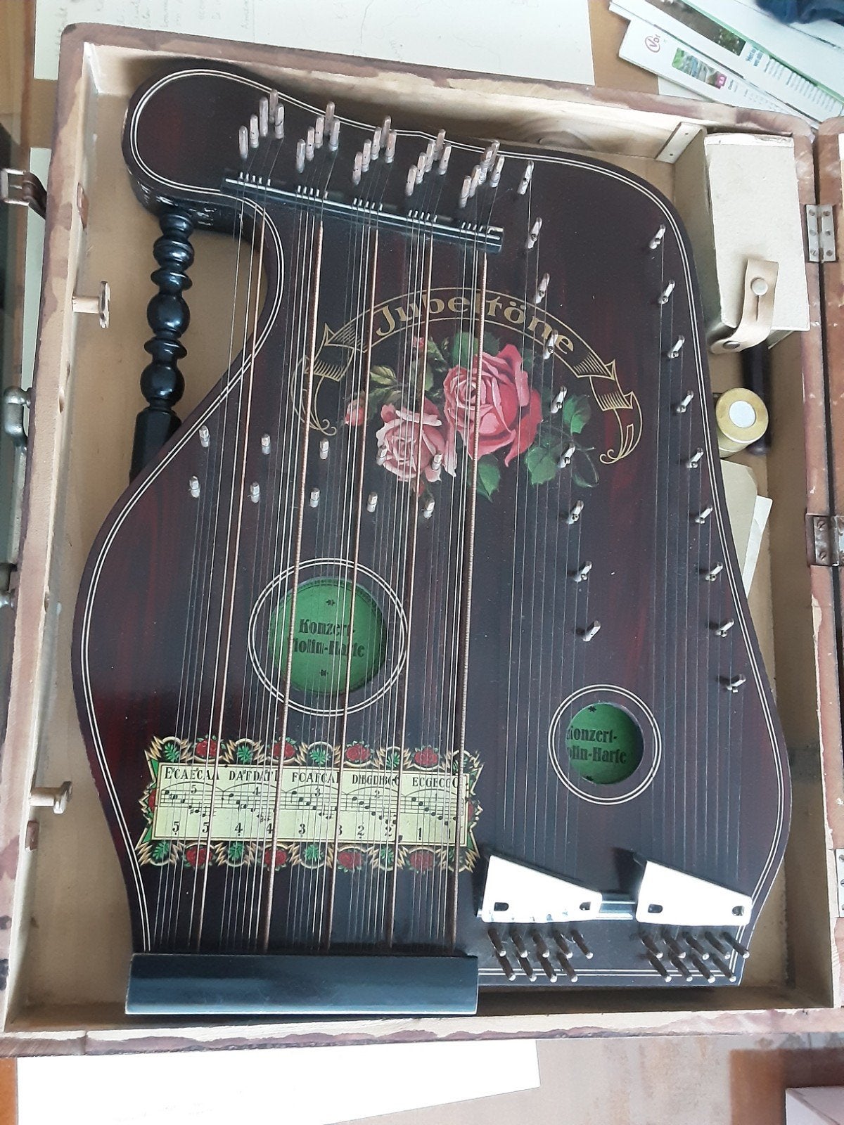 Antieke Jubeltöne Concert-Zither in koffer, Ophalen of Verzenden, Gebruikt, Citer