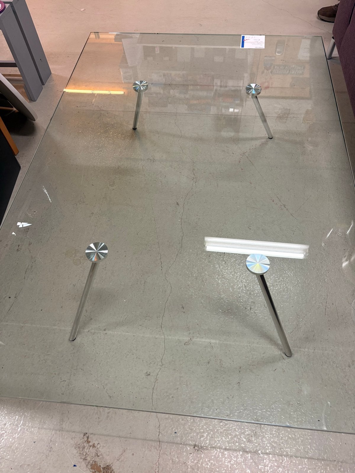 Stijlvolle glazen salontafel Mautertuus, design Van Beek, Ophalen, Gebruikt, 100 tot 150 cm, 50 tot 100 cm