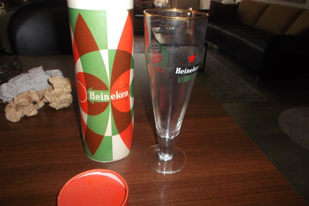 { oud } HEINEKEN bierglas in verpakking, Verzamelen, Ophalen of Verzenden, Zo goed als nieuw, Gebruiksvoorwerp