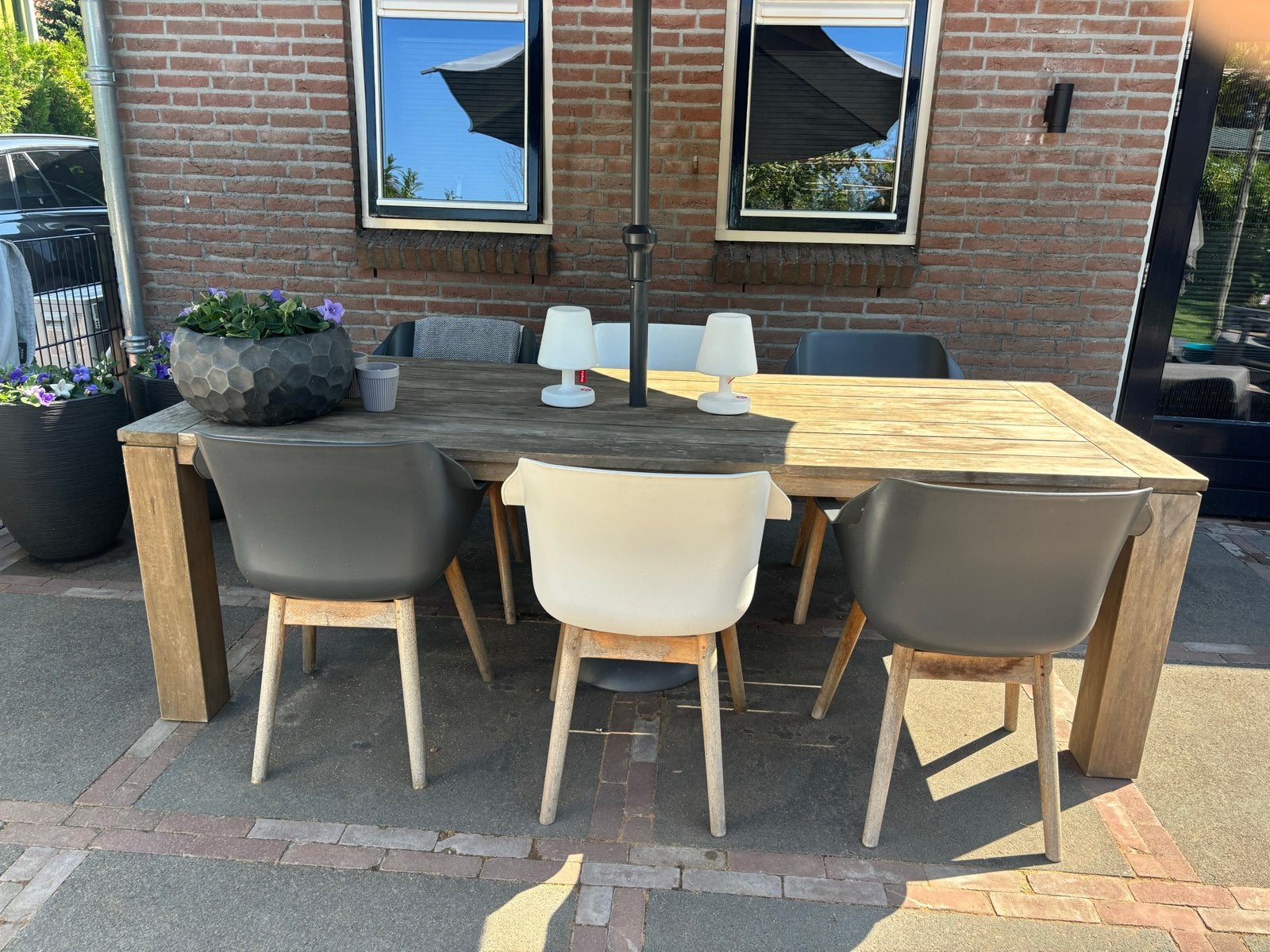 Hartman Sophie tuinset met teakhouten tafel 240x100, Ophalen, Gebruikt, Eettafel, 6 zitplaatsen