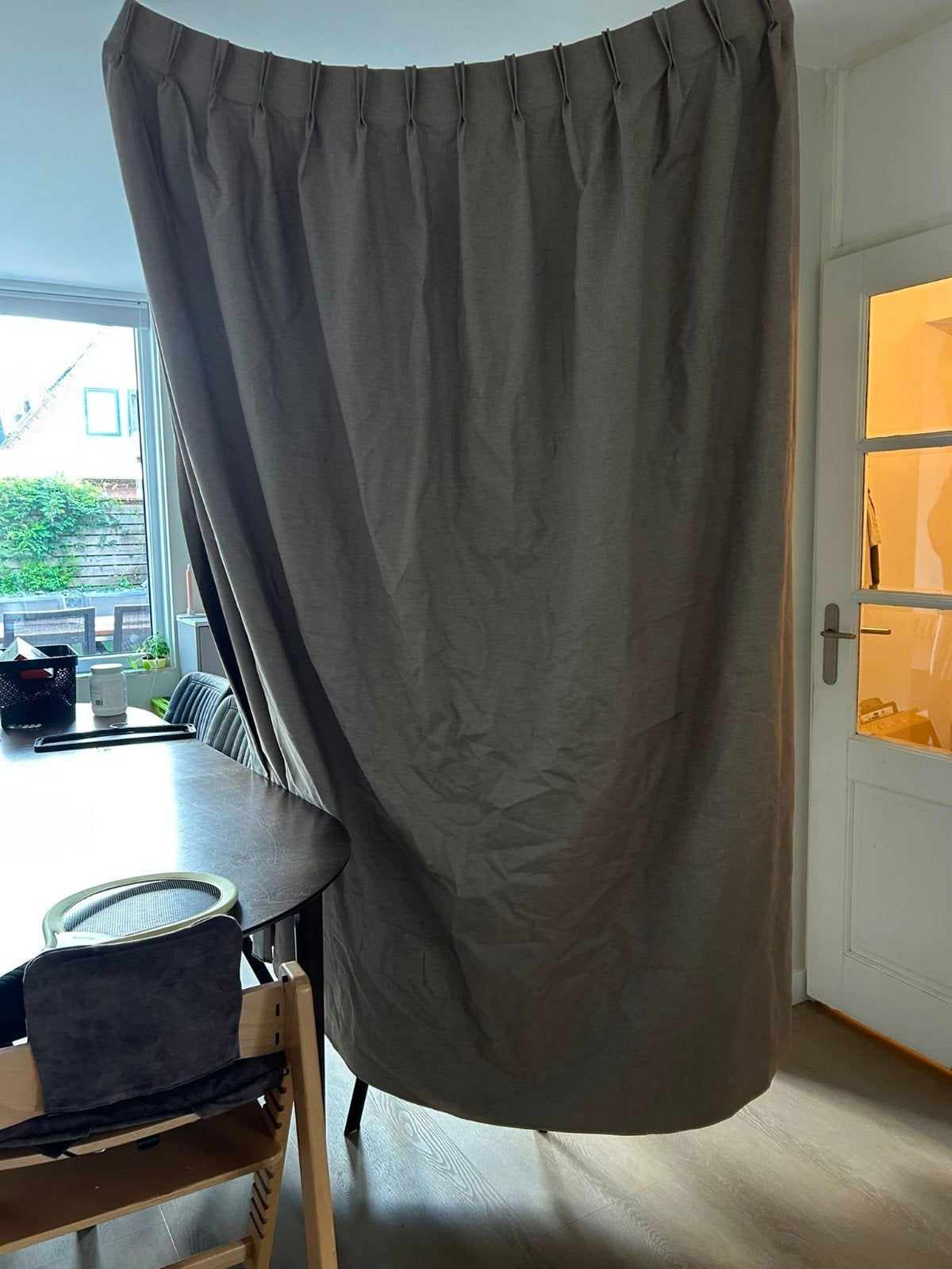 Verduisterend gordijn beige 235x156 cm - Veneta, Ophalen, Gebruikt, Overige merken, Verduisterend