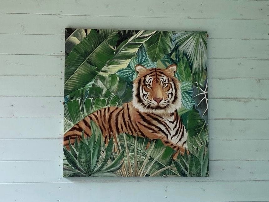 Leuke canvas met tijger in jungle gratis, Ophalen