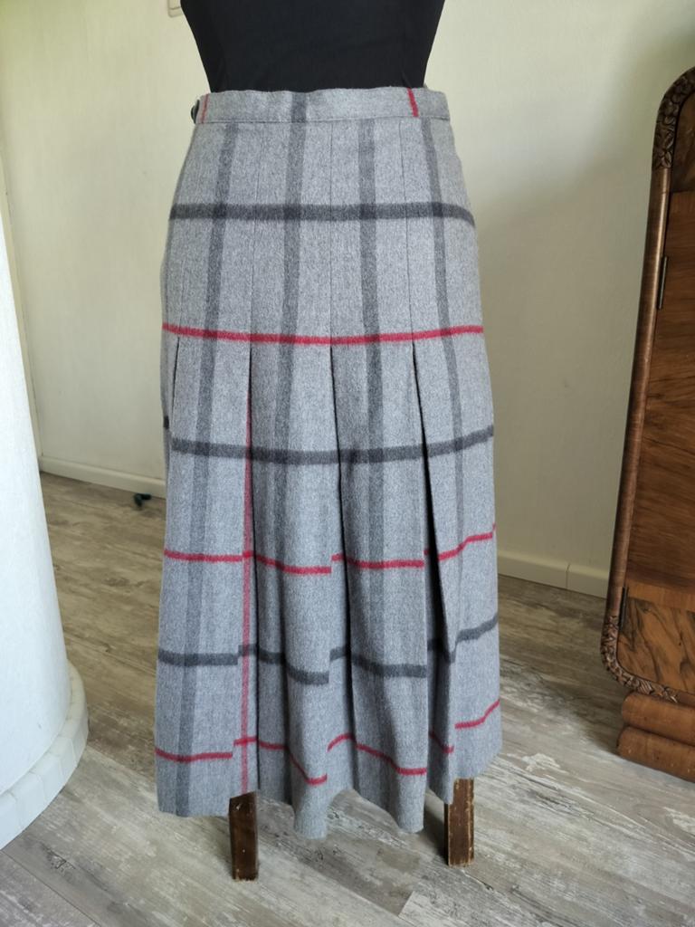 Vintage wollen rok, Ophalen of Verzenden, Zo goed als nieuw, Grijs, Knielengte