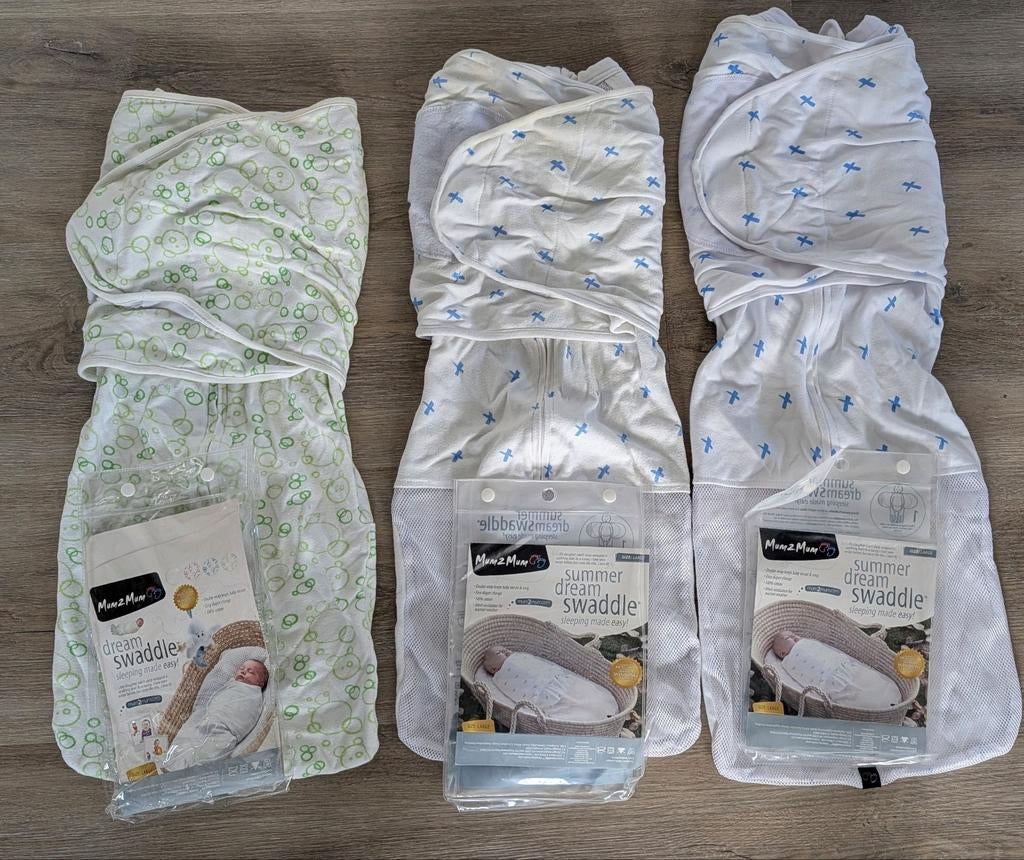 3x Dream Swaddle Mum2Mum, 2x Zomer Editie Mesh, size Large, Ophalen of Verzenden, Zo goed als nieuw, Minder dan 70 cm, Bakerzak of Bakerdoek