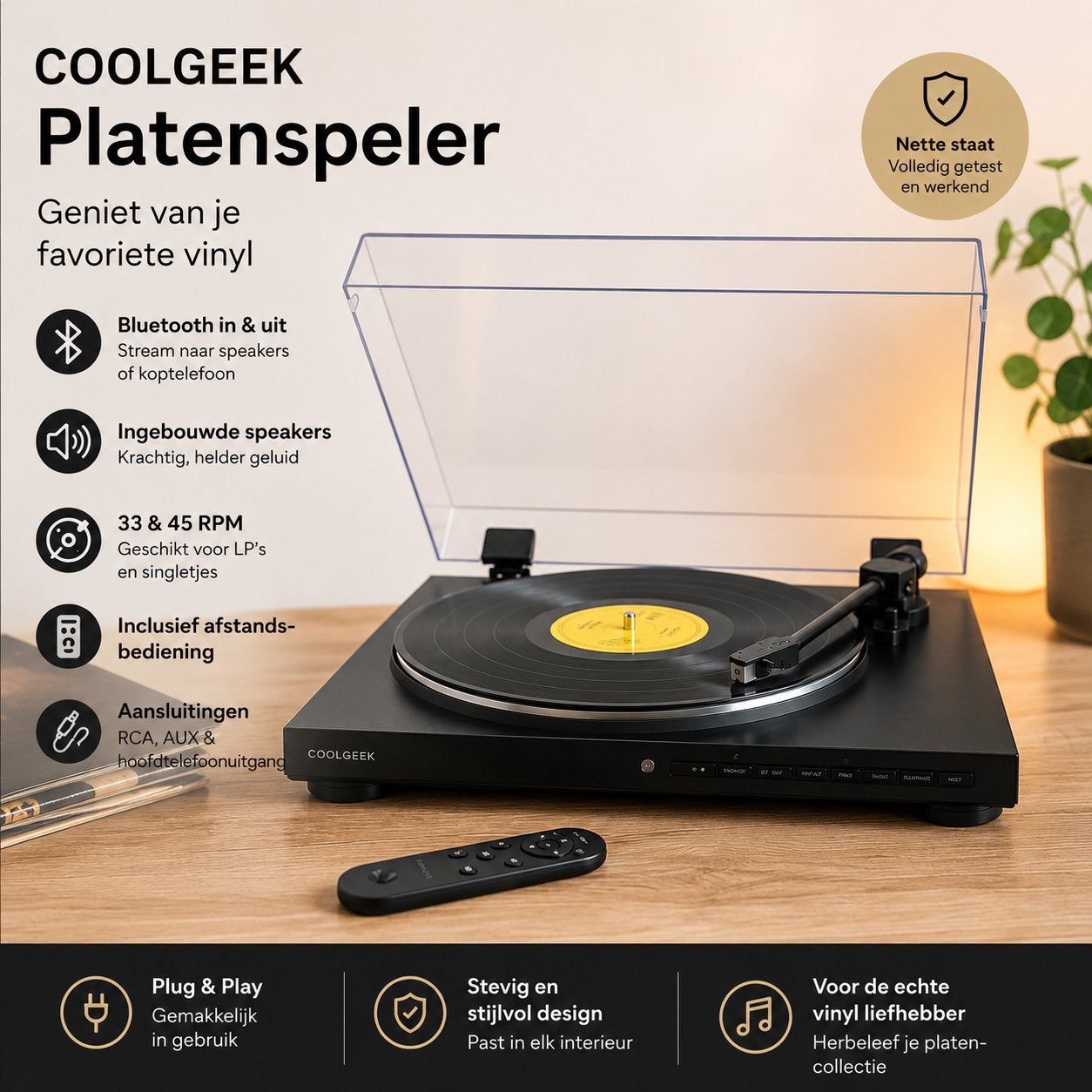 Coolgeek TS-01 platenspeler, Overige merken, Automatisch, Nieuw, Ophalen of Verzenden