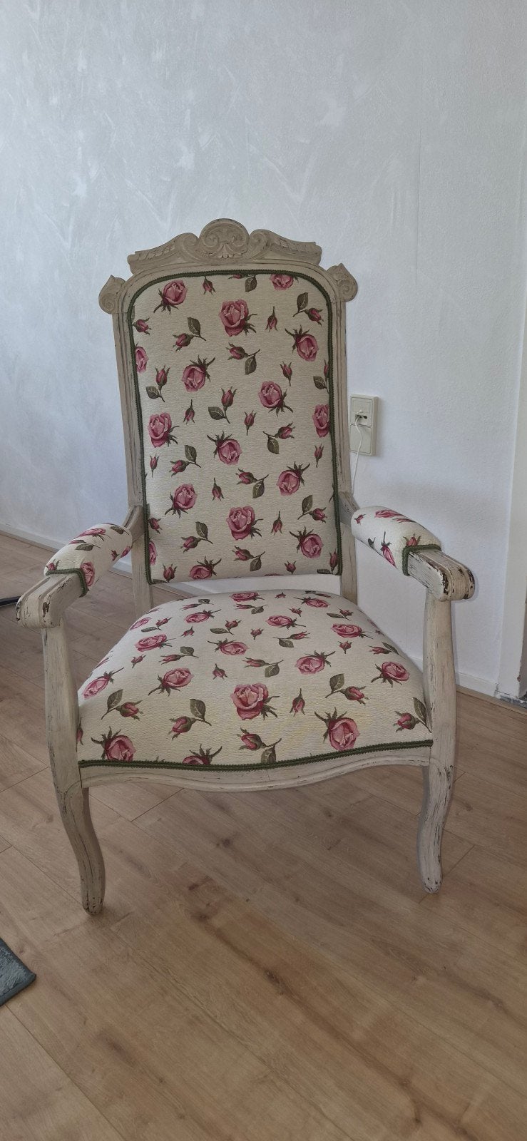 Antieke fauteuil met rozenprint - Brocante stijl, Ophalen