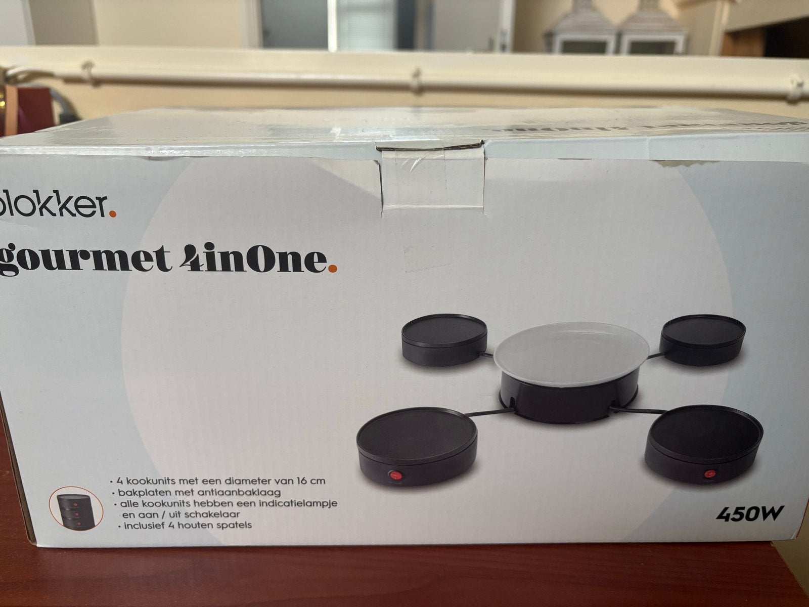 Blokker Gourmet 4inOne - Compacte Gourmetset 450W, Witgoed en Apparatuur, Ophalen, Nieuw, 4 t/m 7 personen