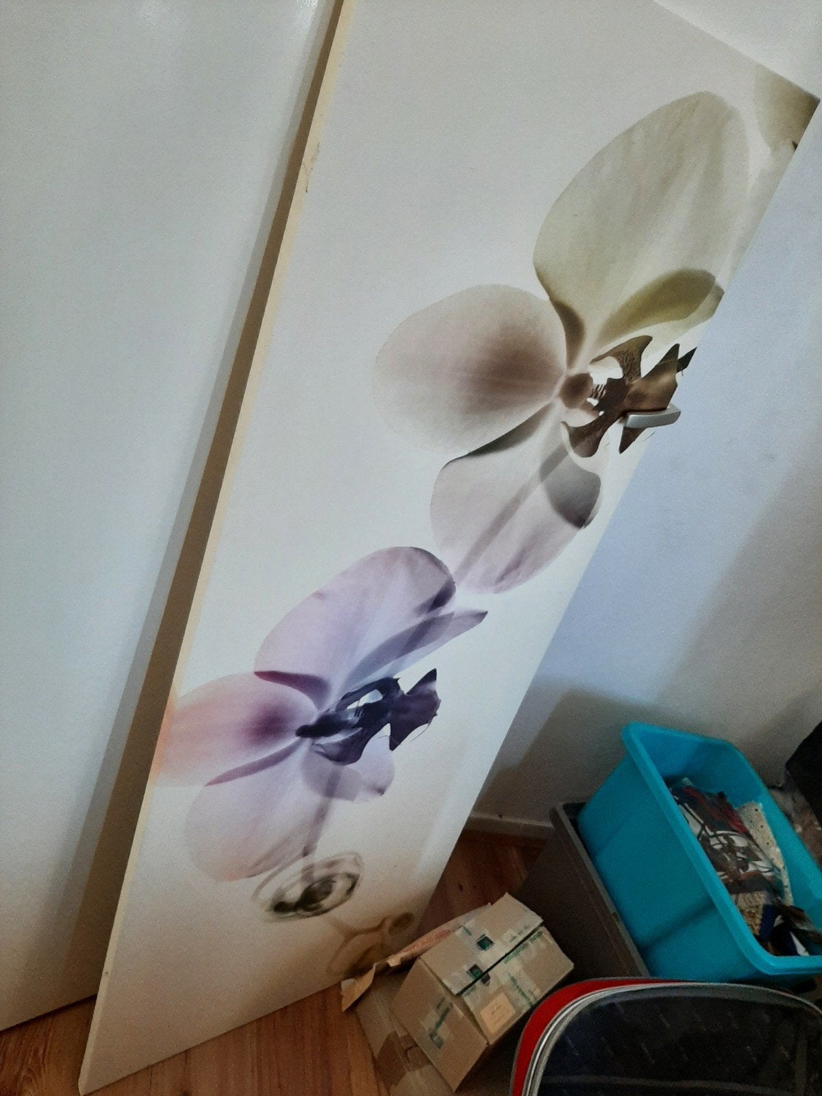 Groot schilderij met orchideeën, Ophalen, Gebruikt, Schilderij, 75 – 100