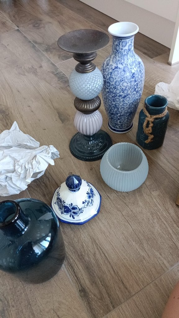 Blauwe Potjes en Vazen, Ophalen, Zo goed als nieuw, Blauw
