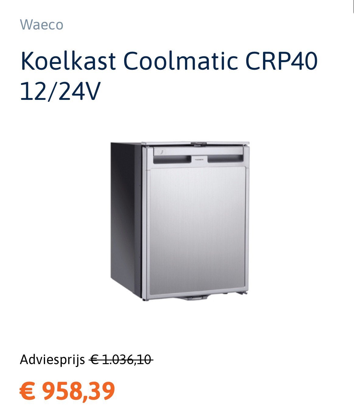 Koelkast Coolmatic CRP40 12/24V inbouw frame er bij!, Ophalen, Nieuw, Inbouw