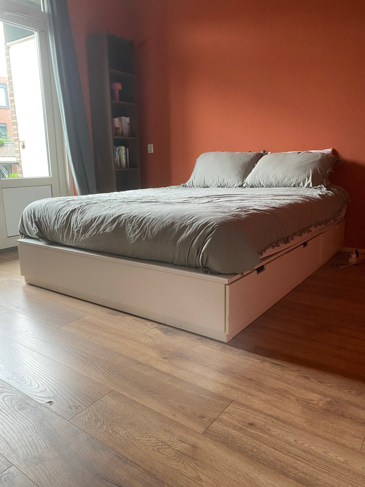 Ikea bed met 6 lades - Wit, tweepersoons, Ophalen, Gebruikt, Wit, Tweepersoons