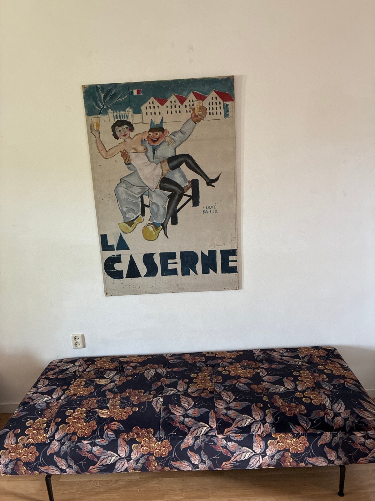 Daybed / bank met bloemenprint, Ophalen, 125 cm of meer, Zo goed als nieuw, Stof
