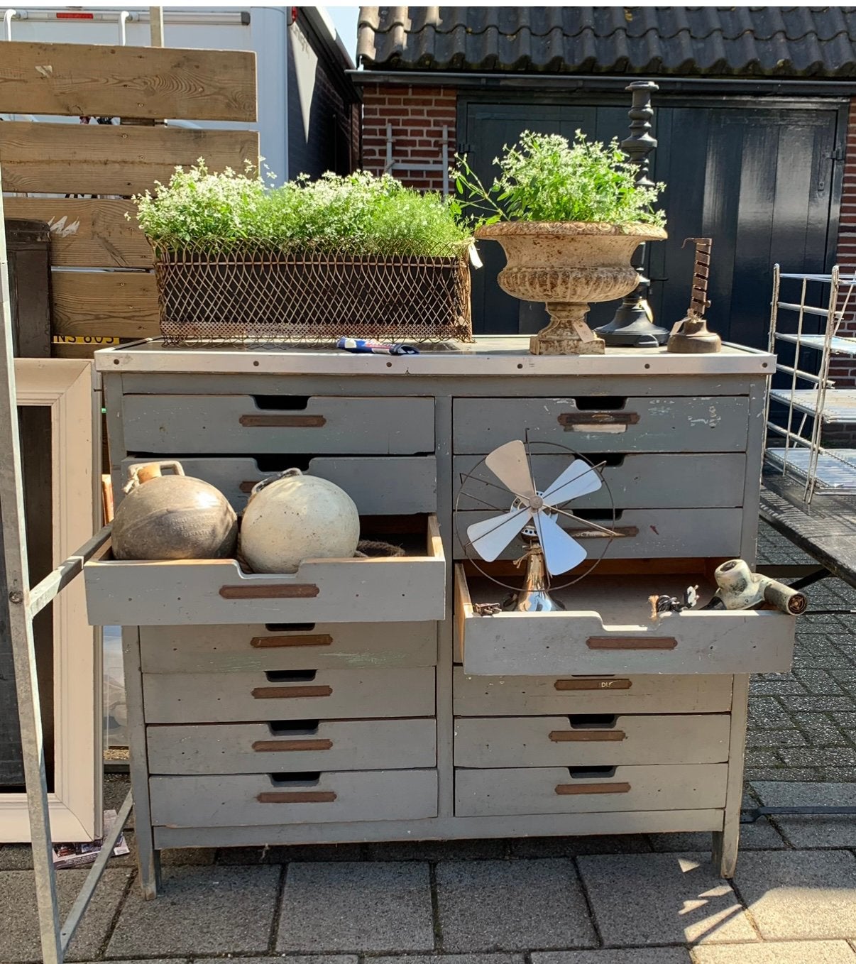 Franse oude ladenkast, atelierkast., Ophalen, Zo goed als nieuw, Hout, Overige typen