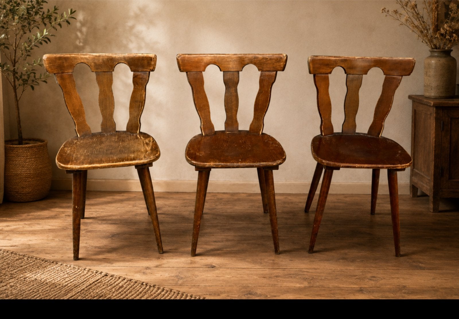 Vintage houten café stoelen, retro mancave, Ophalen