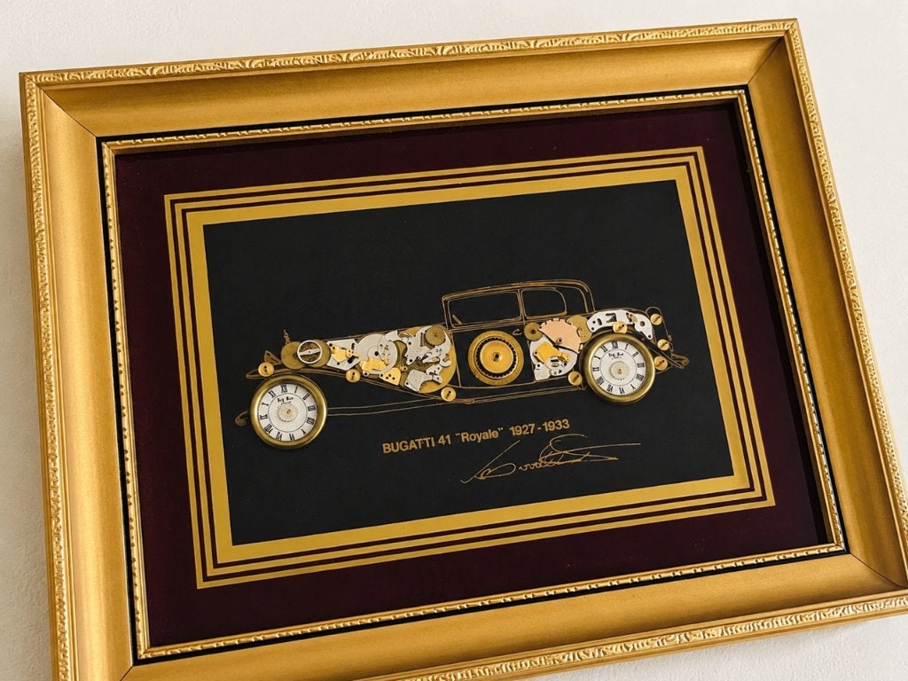 Handgemaakte collage uurwerk onderdelen – Bugatti “Royale”, Ophalen of Verzenden