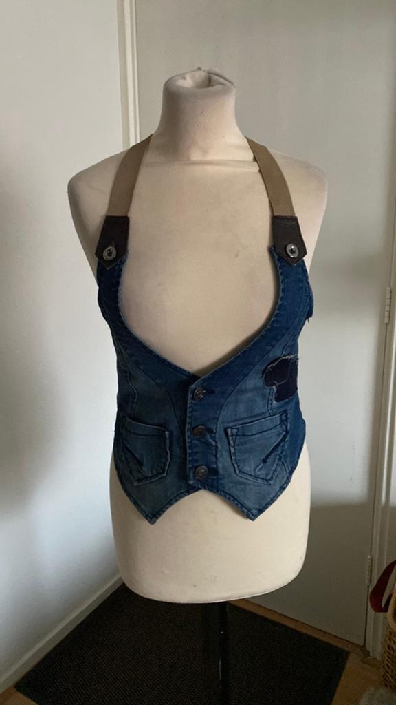 Jeans gilet mt s, Ophalen of Verzenden, Zo goed als nieuw, Blauw