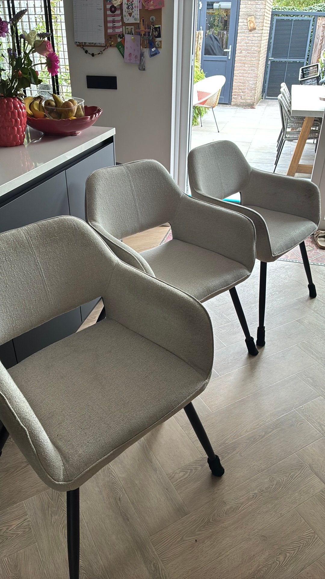 Vijf eetkamerstoelen karwei beige, Ophalen, Gebruikt, Overige kleuren, Vijf, Zes of meer stoelen