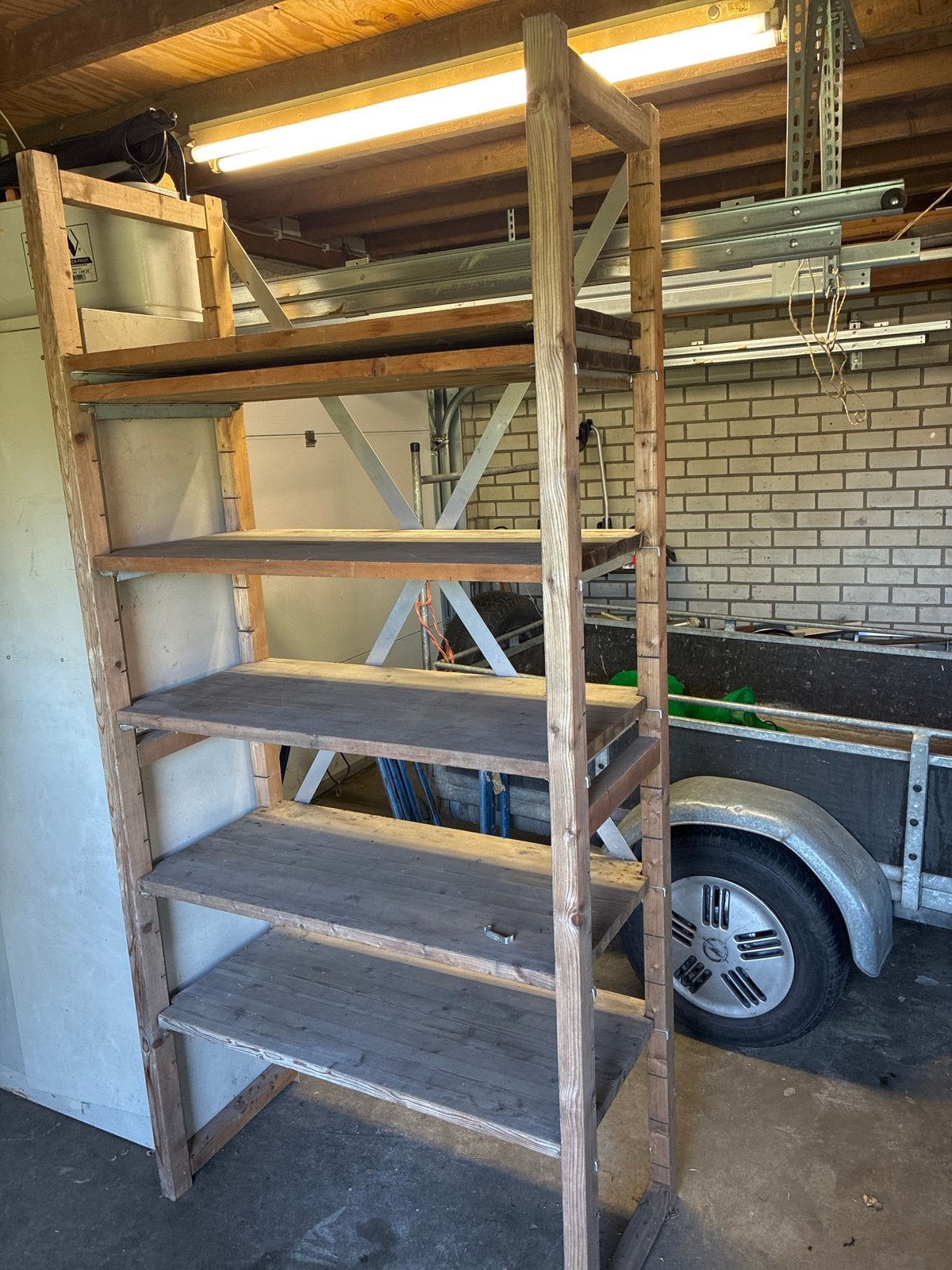 Houten stellingkast 2.20m hoog met planken 100x48cm, Ophalen of Verzenden