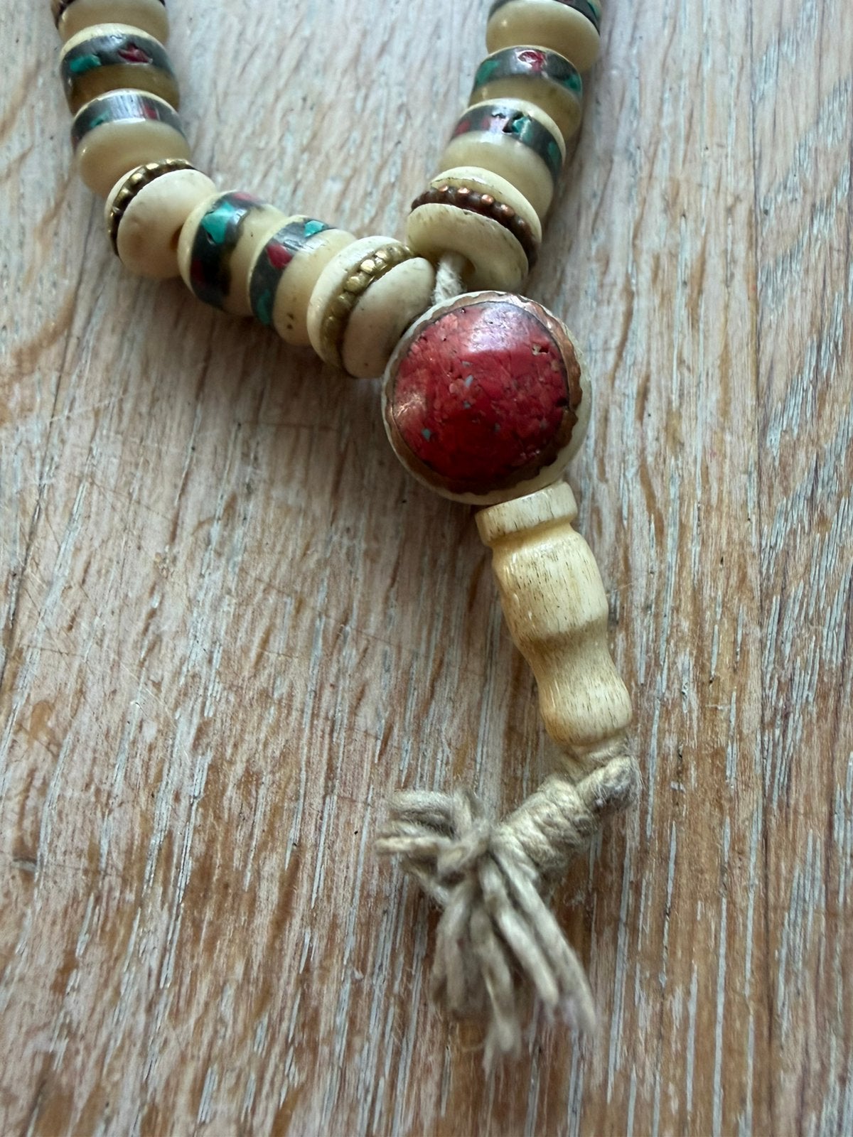 Vintage tibetaanse gebedsketting mala van Yak been, Ophalen of Verzenden, Zo goed als nieuw, Overige materialen