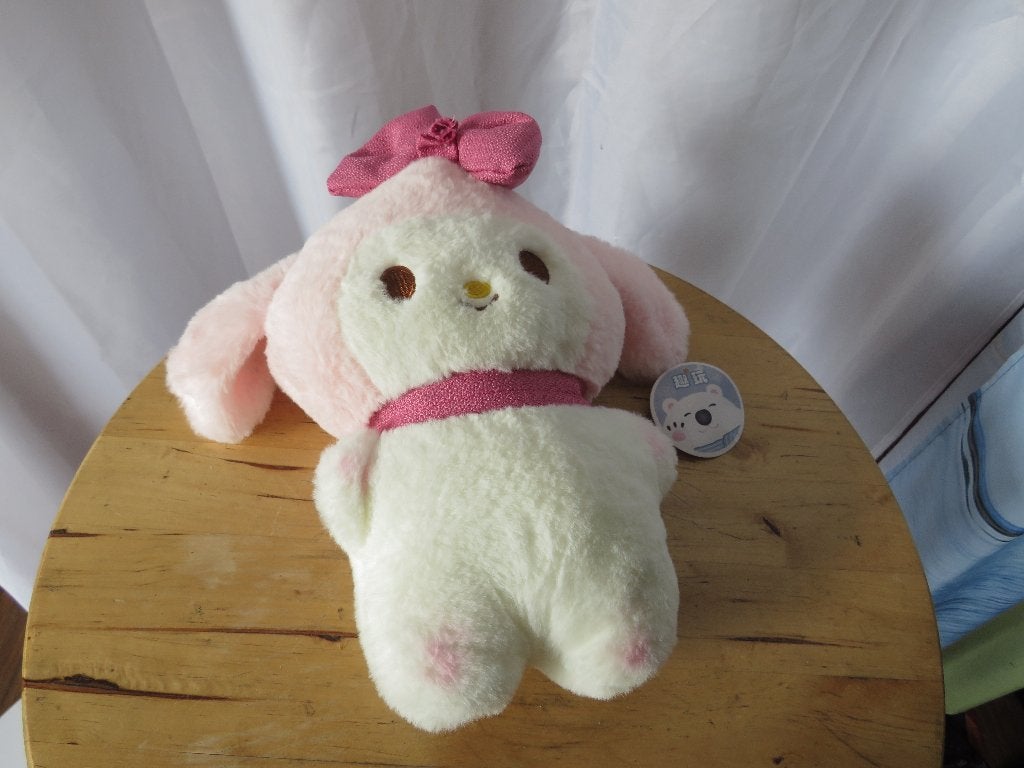nieuwe schattige  wit roze knuffel met strik, Overige merken, Overige typen, Ophalen of Verzenden, Zo goed als nieuw