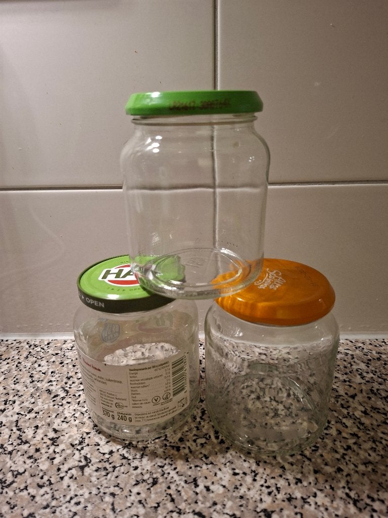 Glazen potten, Huis en Inrichting, Keuken | Potten en Pannen, Ophalen, Met deksel, Pot, Bus of Blik, Overige merken