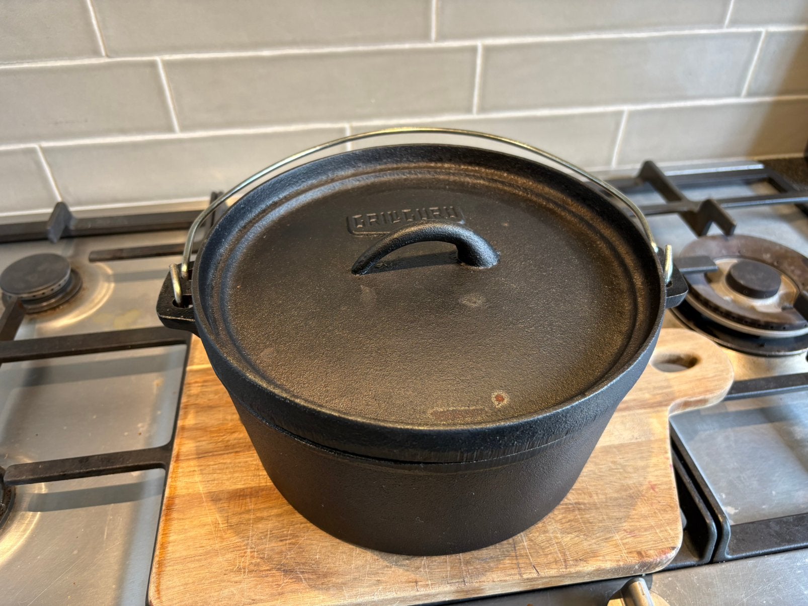 Grill guru gietijzeren pan - maat Medium, Huis en Inrichting, Ophalen, Zo goed als nieuw, Gietijzer