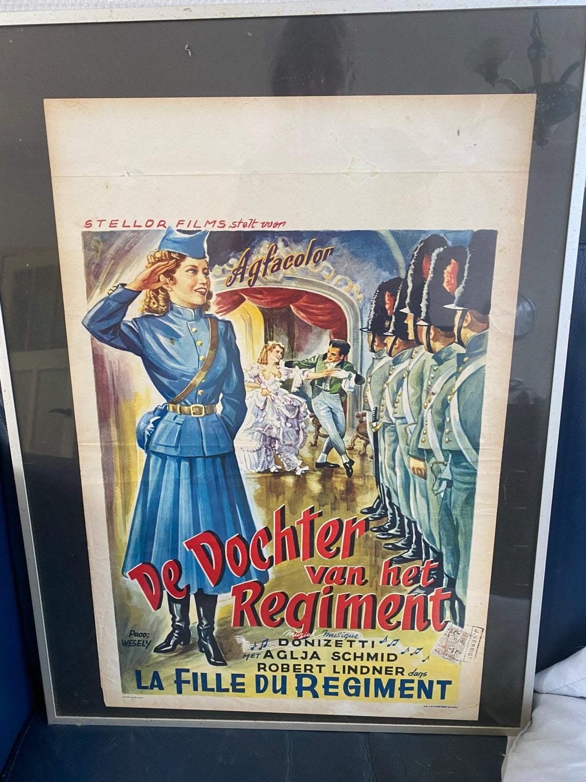 Vintage Filmposter: De Dochter van het Regiment (Agfacolor), Verzamelen, Ophalen, Met lijst, A1 t/m A3, Film en Tv