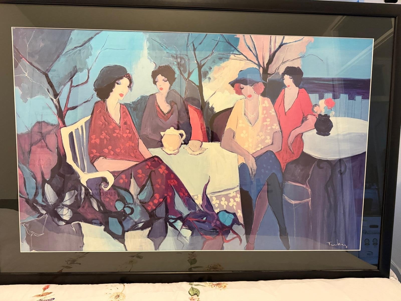 Schilderij met lijst - Dames aan de thee (140x100 cm), Ophalen of Verzenden