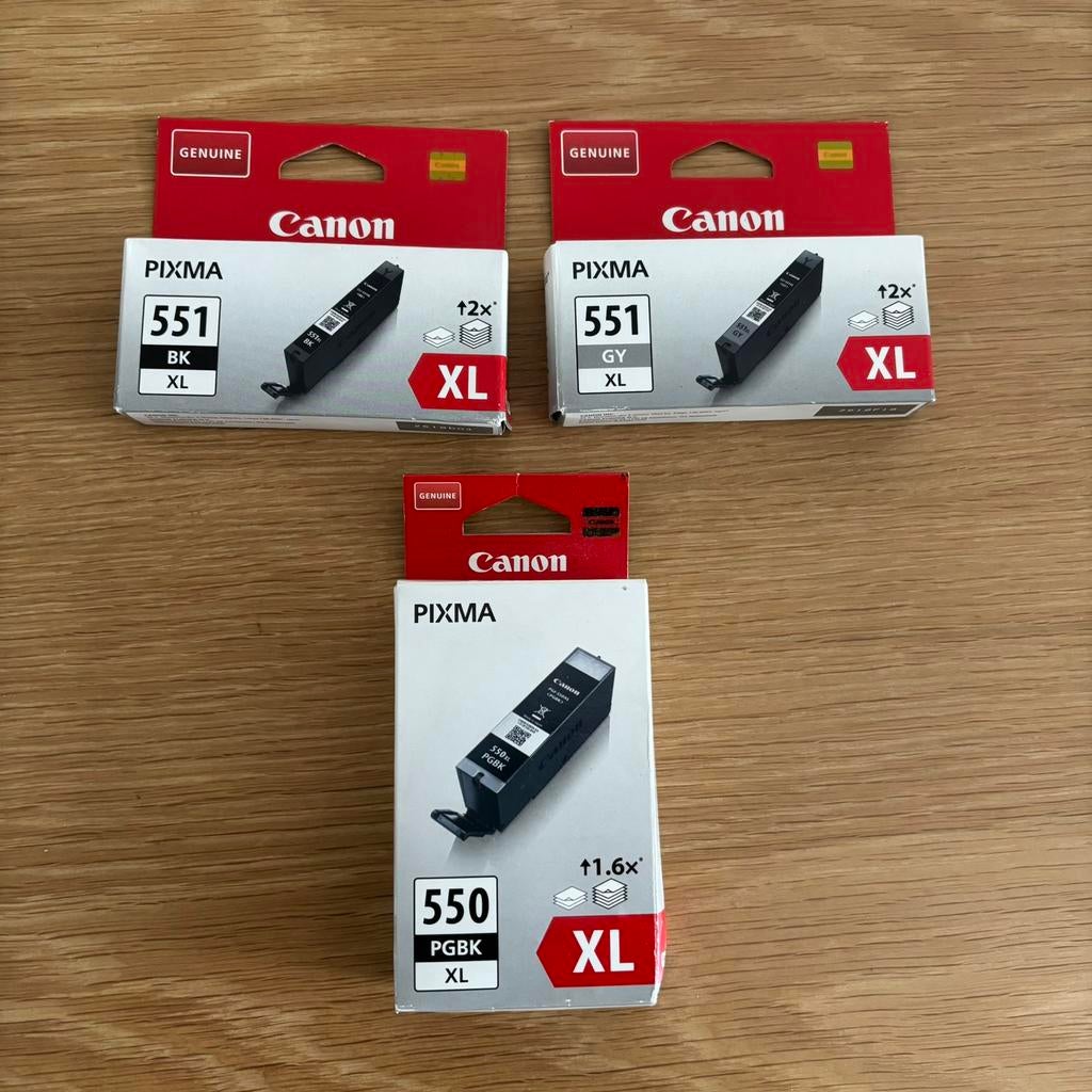 3x originele Canon PIXMA inktcartidges XL 2x zwart, 1x grijs, Ophalen of Verzenden, Nieuw