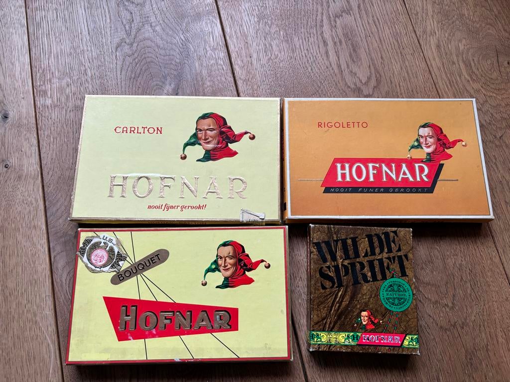 4 Vintage Hofnar Sigaren Dozen - Carlton, Rigoletto, Bouquet, Verzamelen, Ophalen of Verzenden, Gebruikt, Verpakking