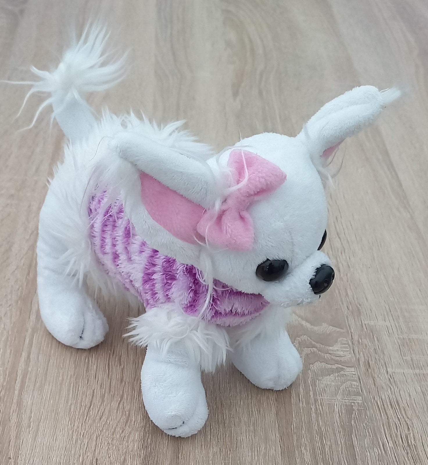 Kermis knuffel chihuahua met paarse truitje, Kinderen en Baby's, Speelgoed | Knuffels en Pluche, Overige merken, Zo goed als nieuw