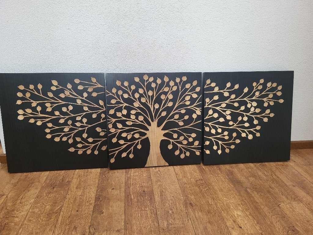 Drieluik schilderij hout boom, Ophalen