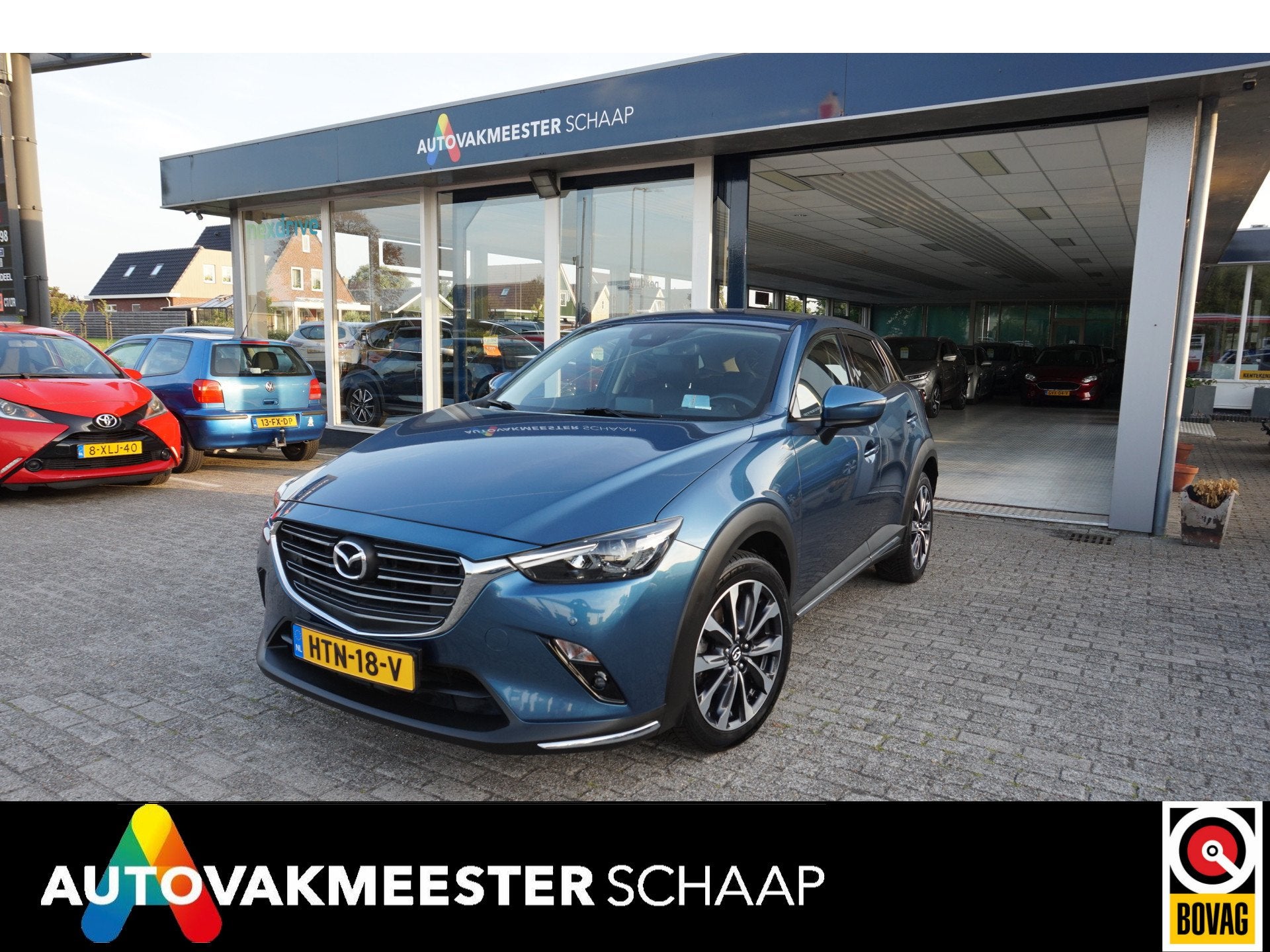 Mazda CX-3 2.0 SkyActiv-G 120 TS ,106dkm Incl 12 mnd bovag g, 4 cilinders, Blauw, Leder en Stof, 122 pk