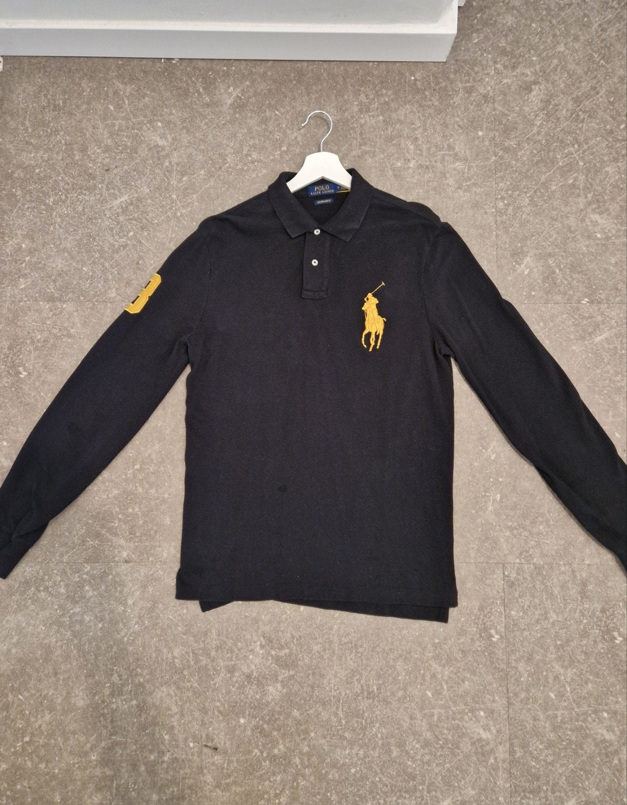 Ralph Lauren polo big pony lang mauwen maat M zgan, Ralph Lauren Polo, Maat 48/50 (M), Zwart, Ophalen of Verzenden