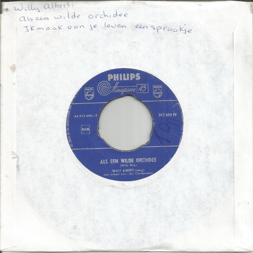 Willy Alberti – Als Een Wilde Orchidee (1958), Cd's en Dvd's, Gebruikt, 7 inch, Ophalen of Verzenden, Levenslied of Smartlap