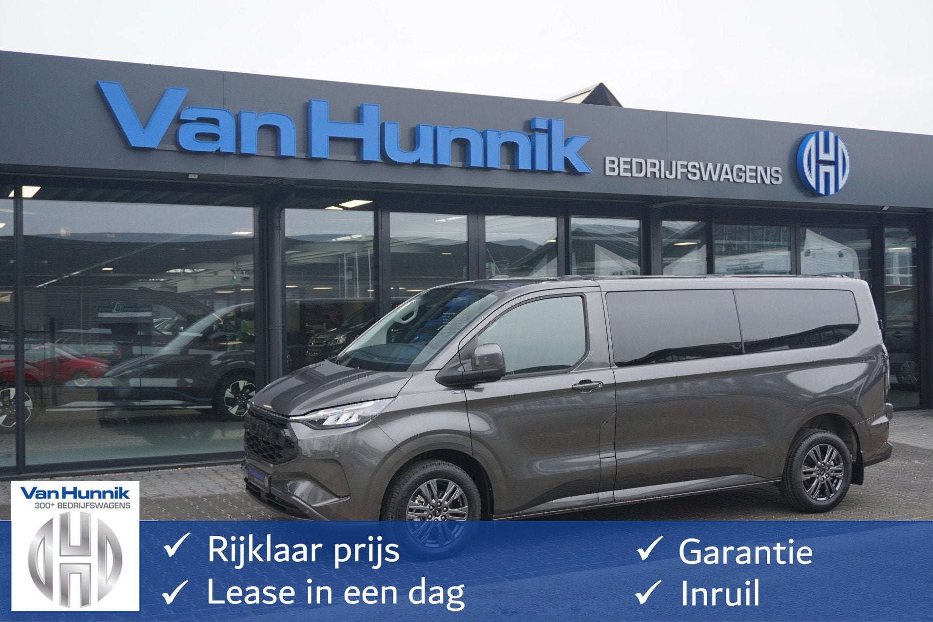 Ford Transit Custom 320L 2.5 PHEV 233PK Dubbel Cabine Limite, Auto's, Gebruikt, 4 cilinders, 14 km/l, Bedrijf