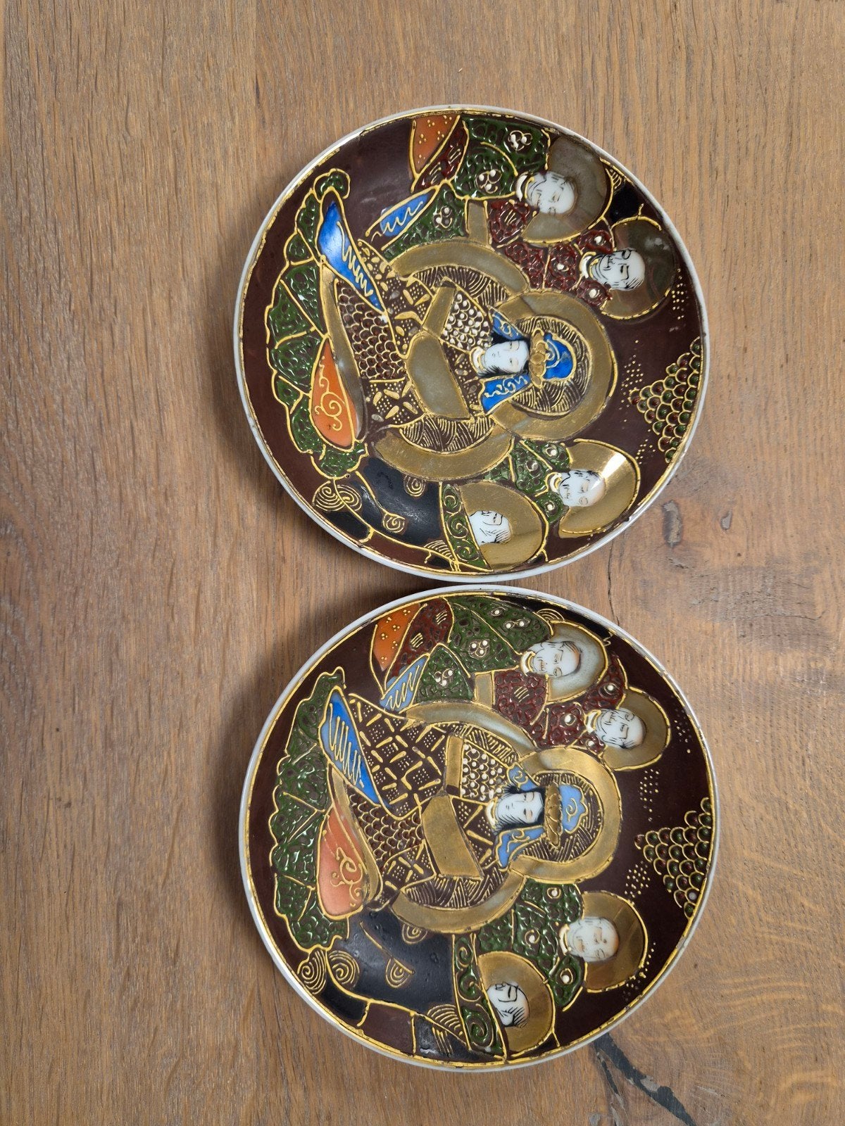 Set van 2 antieke Japanse Satsuma bordjes, Ophalen of Verzenden