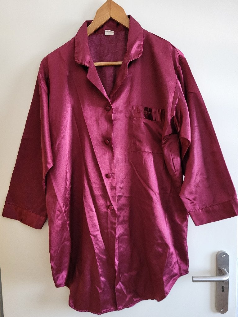 satijn look halflang rood pyjama blouse/hemd maat M/L, Verzenden, Gedragen