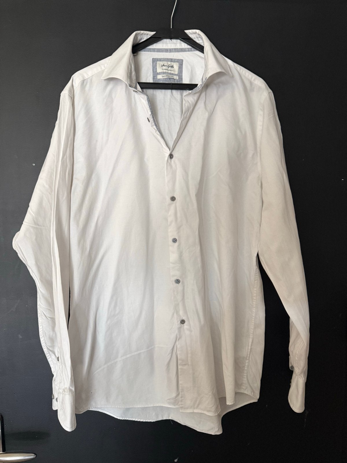 Van Gils Wit Overhemd - Tailored Fit xl hals 44, Kleding | Heren, Overhemden, Verzenden, Zo goed als nieuw, Wit, Halswijdte 43/44 (XL)