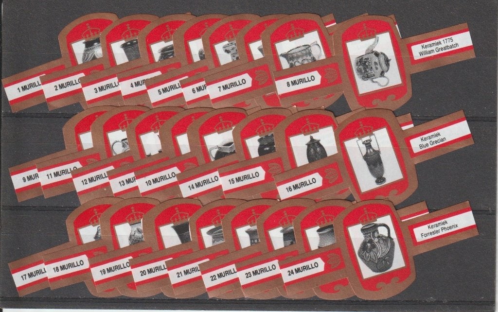 reeks 814  keramiek  1-24   sigarenbanden, Ophalen of Verzenden, Zo goed als nieuw, Sigarenbandjes