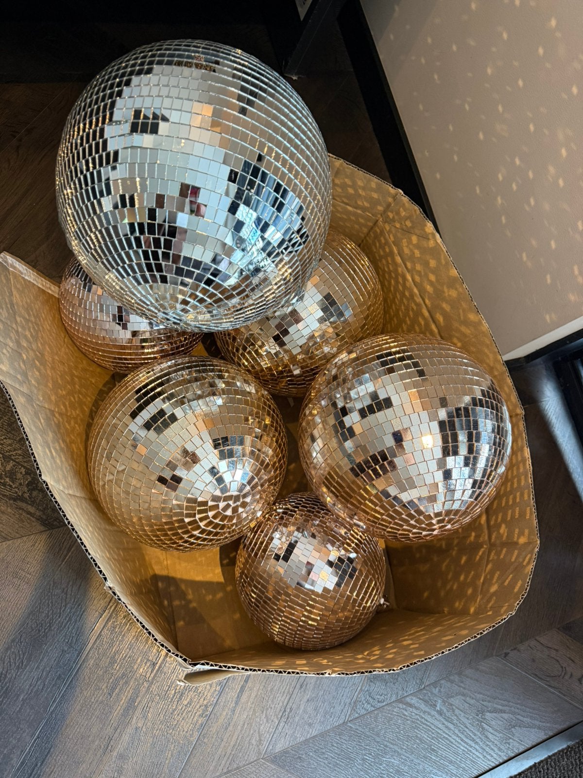 6 verschillende maten discoballen te koop, Ophalen of Verzenden, Zo goed als nieuw