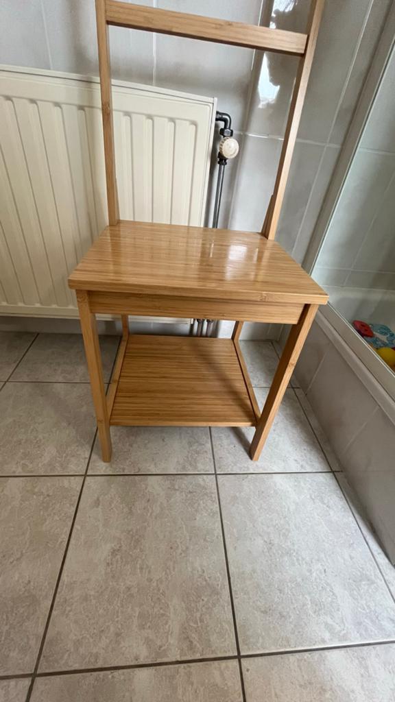 Ikea Rågrund bamboe stoel met handdoekenrek, Ophalen, Gebruikt, 50 tot 100 cm, Overige vormen