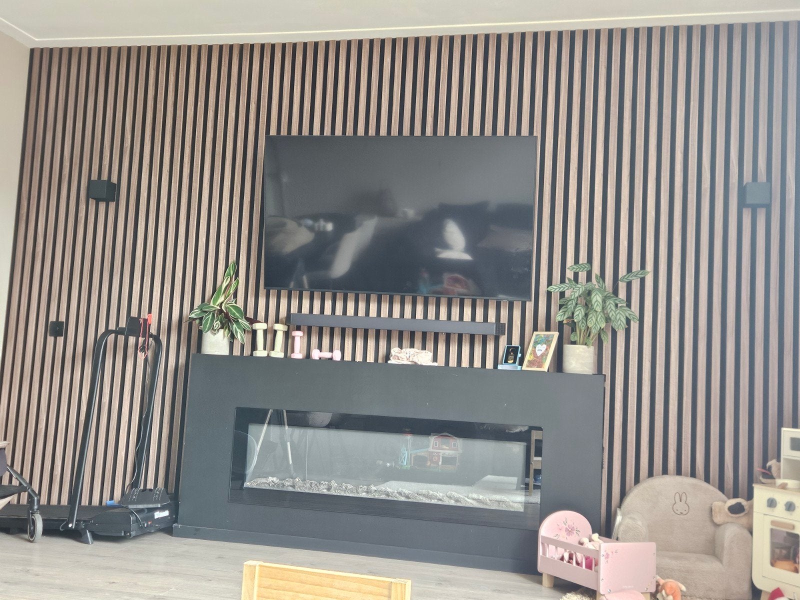 Cinamawall met sfeerhaard, Ophalen of Verzenden, Gebruikt, Inbouwhaard, Elektrische haard