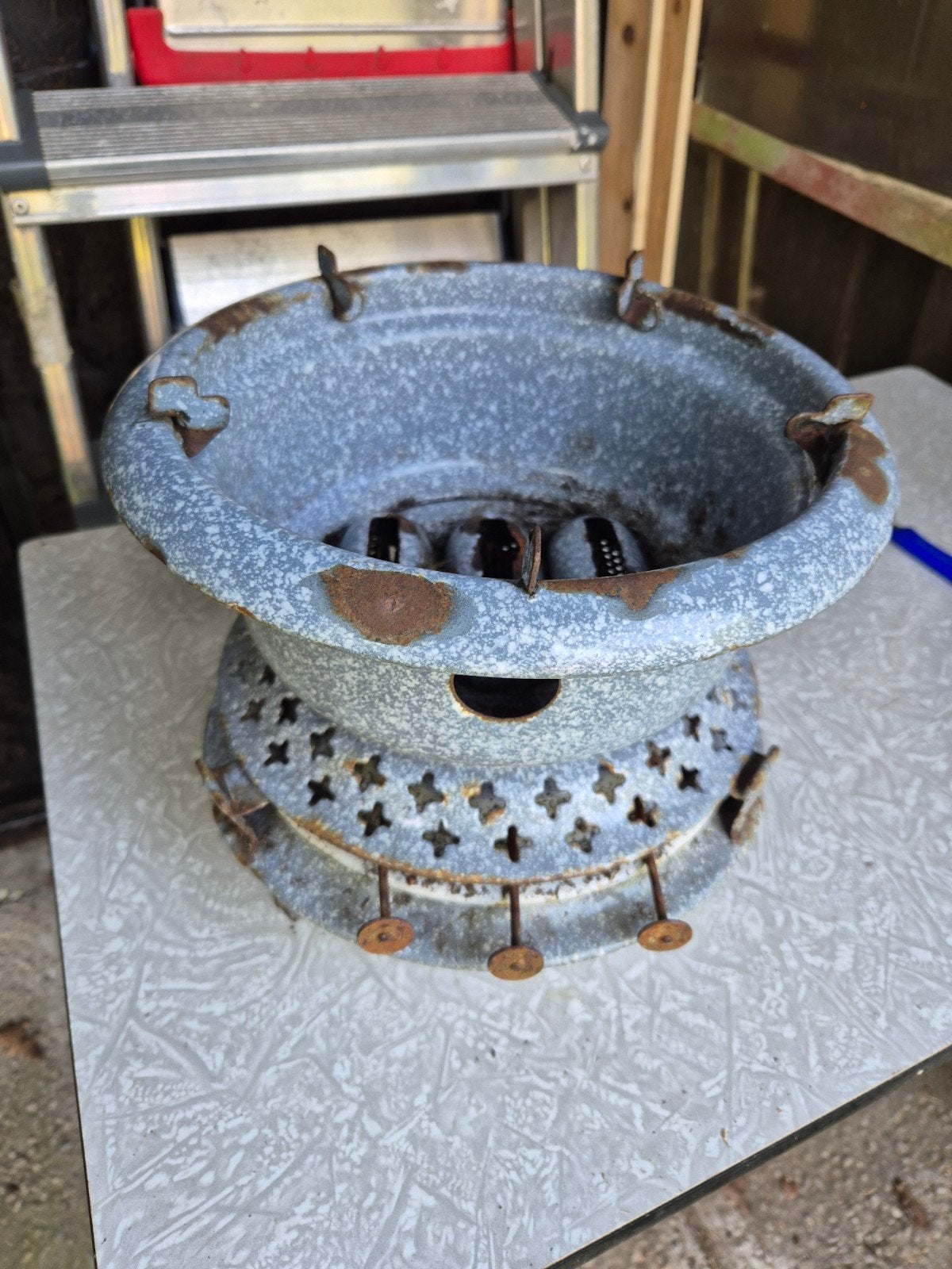 Vintage geëmailleerde kachel/brander petroleumstel, Ophalen
