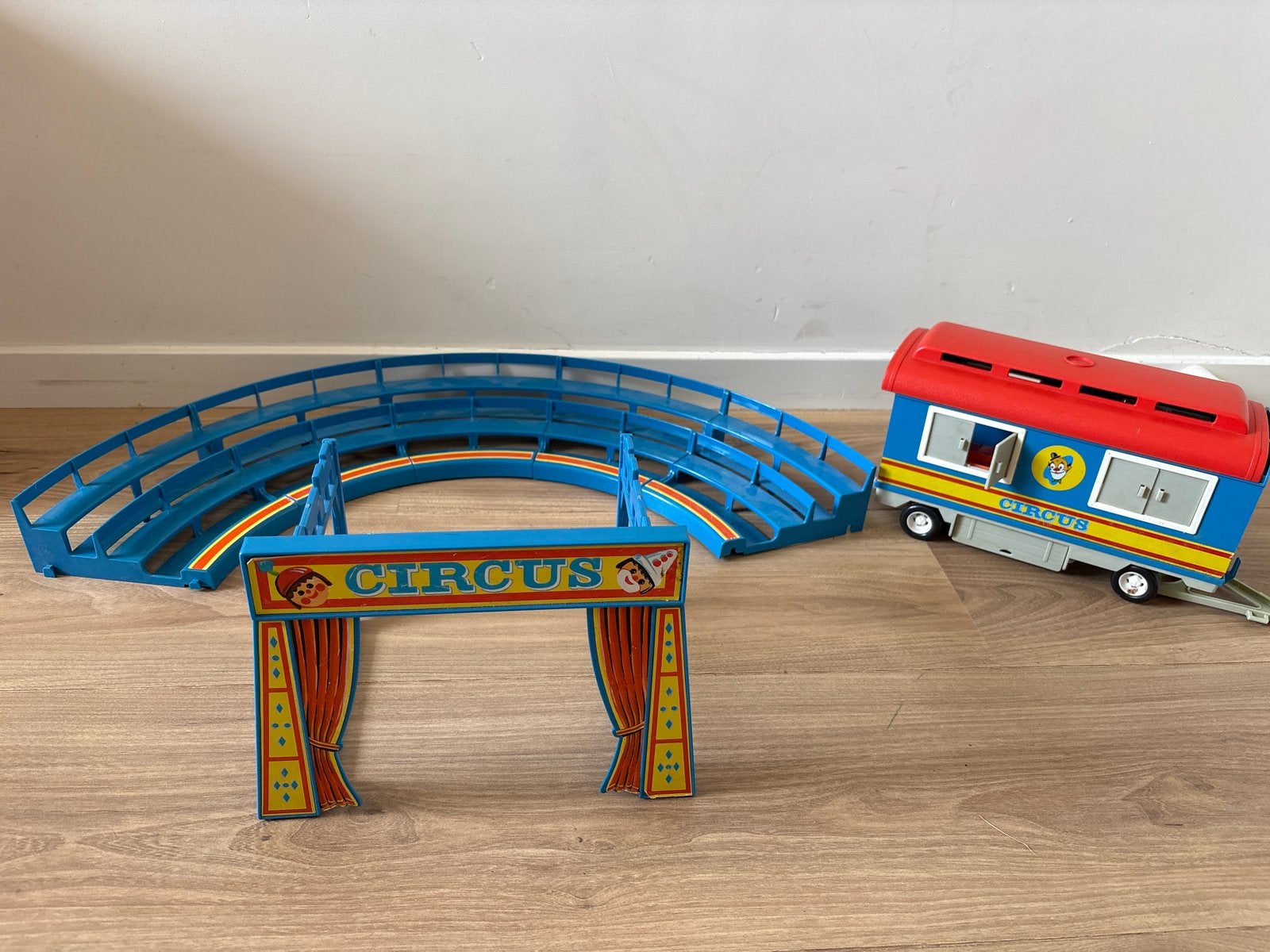 Vintage Playmobil Circus - Pipo-wagen, tribune, entree, Gebruikt, Complete set, Overige typen, Ophalen of Verzenden