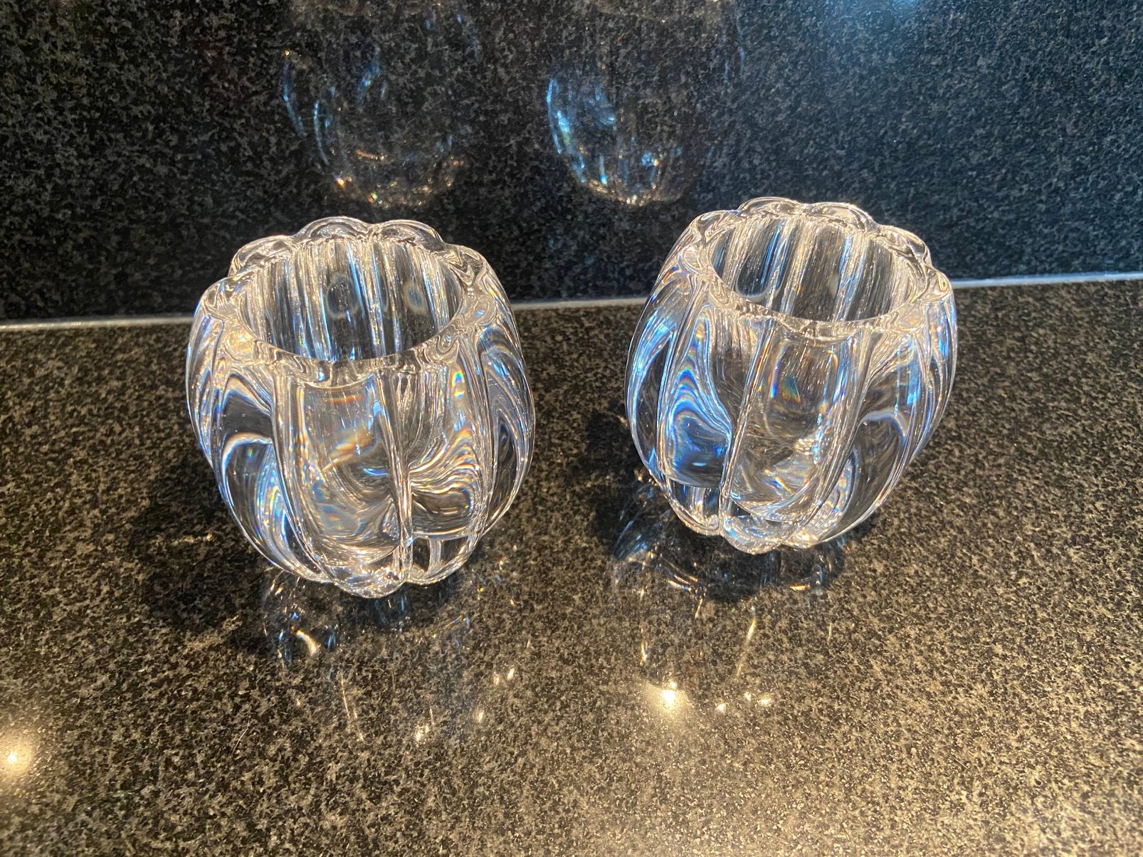Kristal waxinelichtje 2 stuks, Antiek en Kunst, Antiek | Glas en Kristal, Ophalen