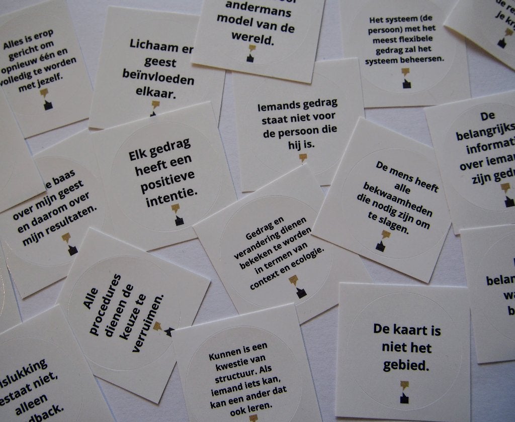 Stickerset met de 20 NLP vooronderstellingen, Verzenden, Nieuw, Meerdere stickers