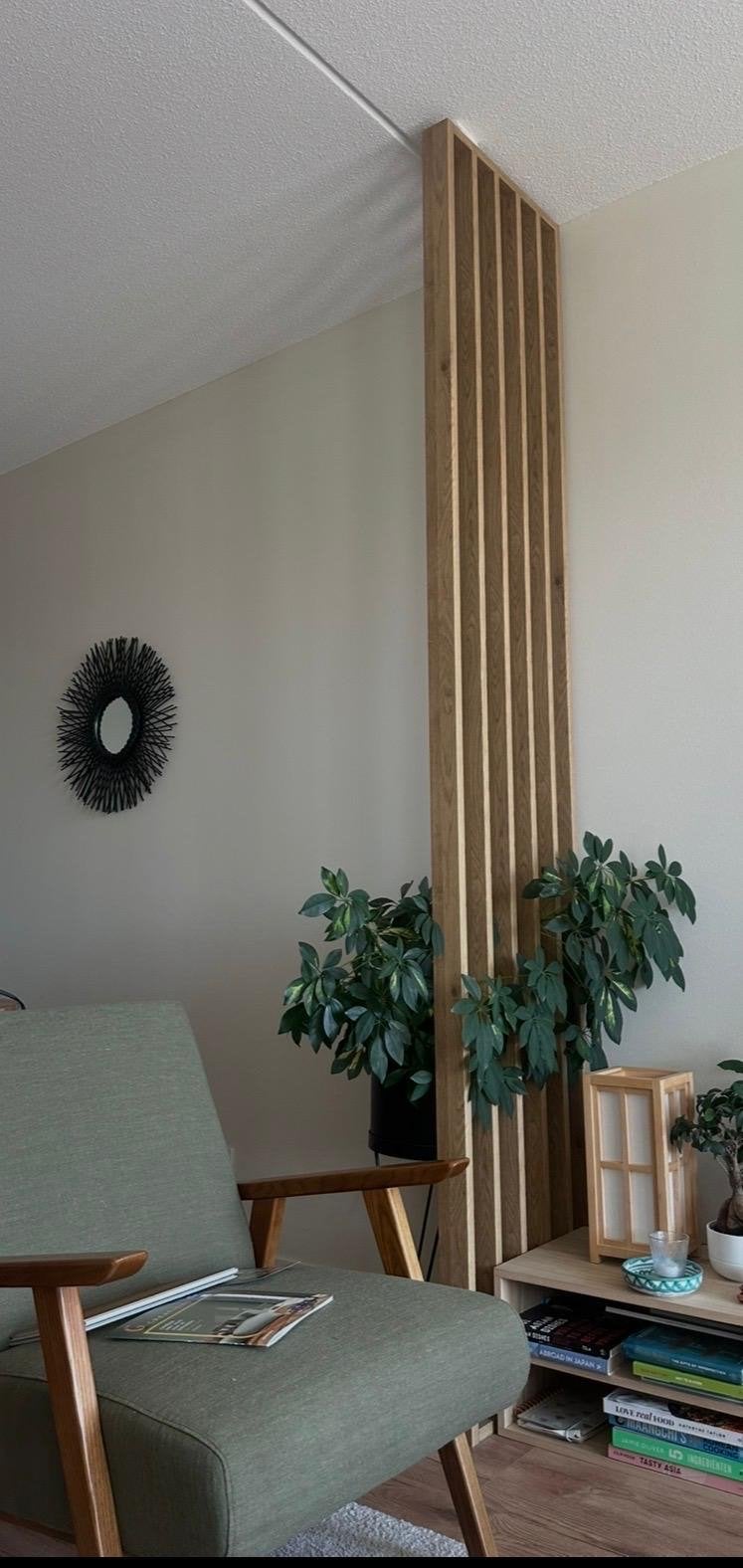 Houten lattenwand roomdivider vrijstaand 48,8cm x 270cm, Ophalen, Hout, Zo goed als nieuw, Modern